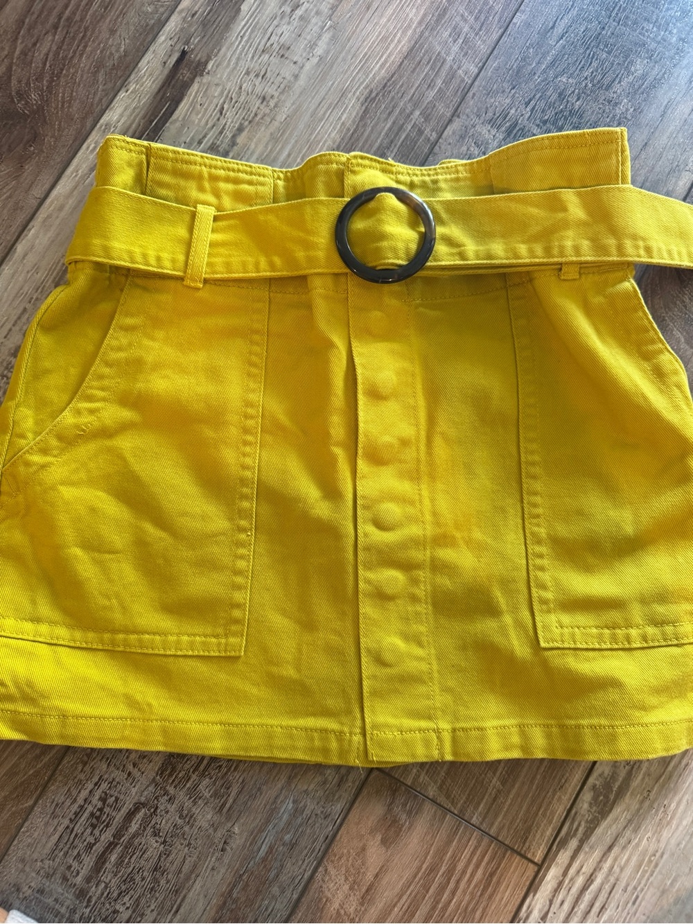 Forever 21 Mustard yellow Belted Button-Front Mini Skirt